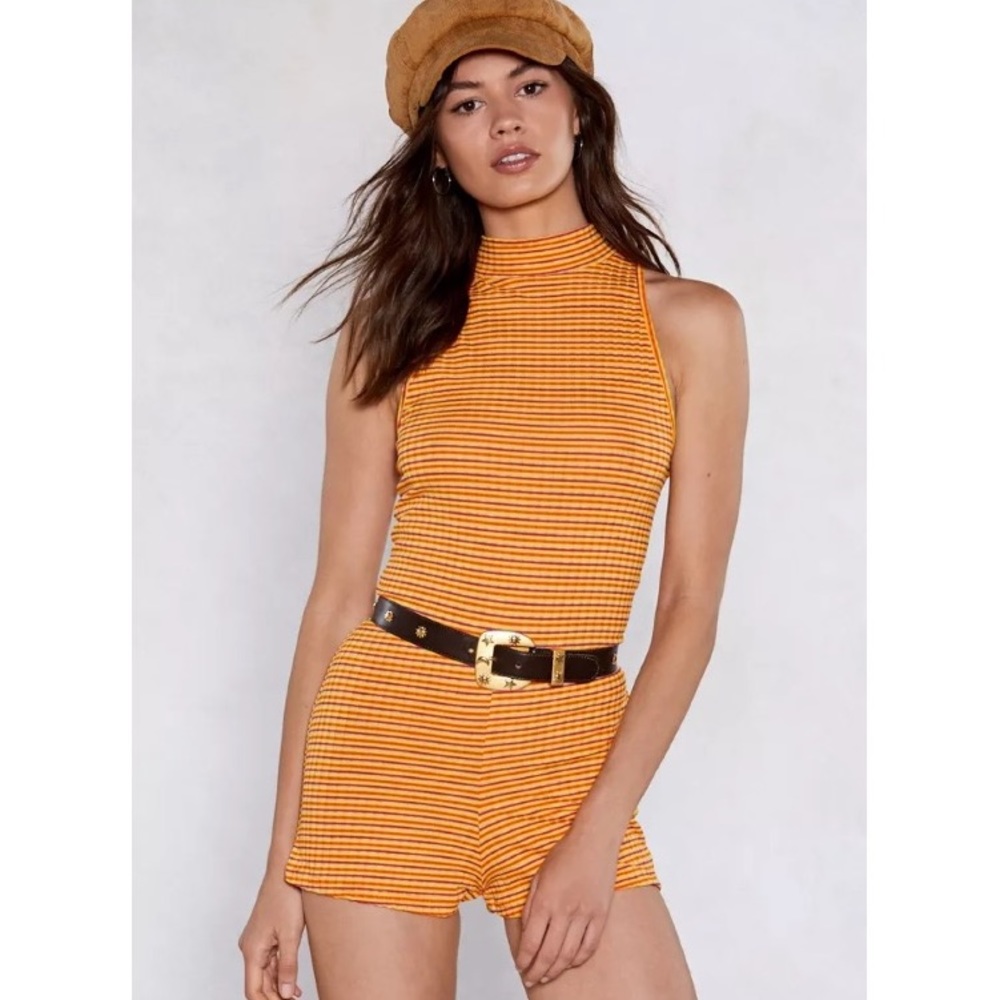 Romping around striped romper